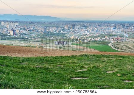 View Of Urmia City From Ser Mountain On Sunset. Iran