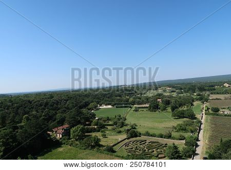 Photography Showing A The Village Of Grignan And Its Surrounding Area. The Photography Was Taken Fro