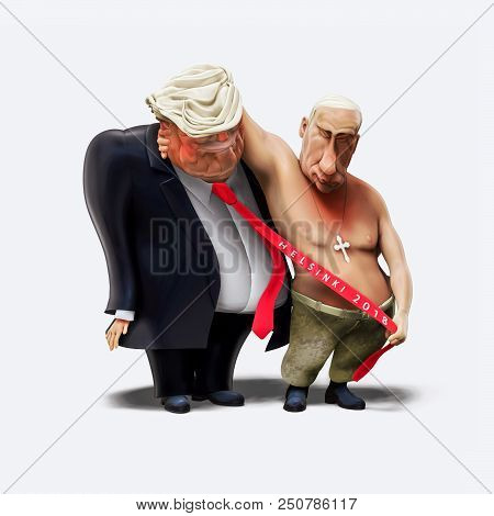 July 16, 2018: Trump And Putin Had Meeting In Helsinki. 3D Illustration