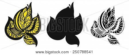 Abstract Doodling Flower. Stencil Set. Vector Illustration In Vintage Style