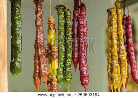 Churchchel For Sale At Local Market - It Is The Eastern Dessert Of Grape Juice And Nuts