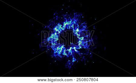 Particle Magic Explosion. Abstract Neon Futuristic Glowing Wave That Sparkles And Twirl. Shining Des