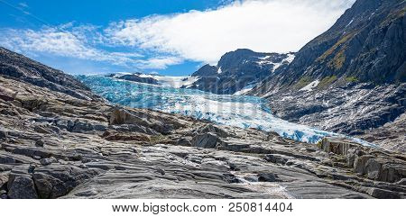 The Blue Svartisen Glacier In North Norway