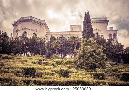 Yalta, Crimea - May 17, 2016: Livadia Palace With A Beautiful Landscaped Garden In Crimea, Russia. S
