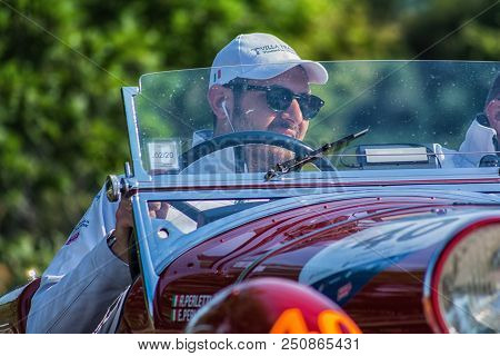Pesaro Colle San Bartolo , Italy - May 17 - 2018 : Alfaromeo 6c 1750 Gss	1930 Old Racing Car In Rall