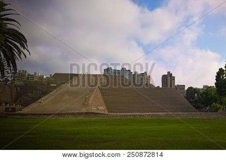 Exterior View To Huaca Huallamarca Pyramid In Lima, Peru