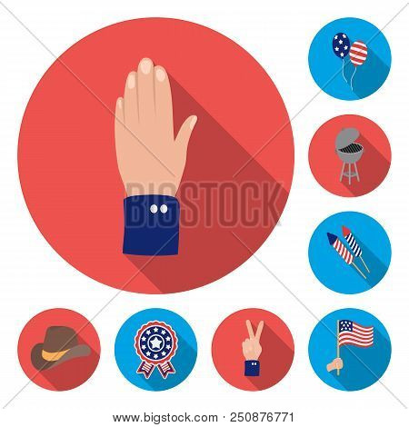Day Of Patriot, Holiday Flat Icons In Set Collection For Design. American Tradition Vector Symbol St