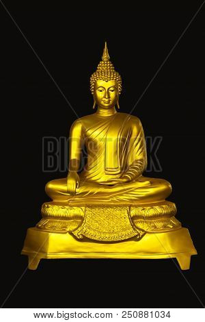 Golden Buddha In The Meditation Posture Is Beautiful.