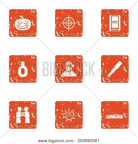 Cross Country Icons Set. Grunge Set Of 9 Cross Country Vector Icons For Web Isolated On White Backgr