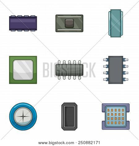 Firmware Of The Chip Icons Set. Cartoon Set Of 9 Firmware Of The Chip Vector Icons For Web Isolated 