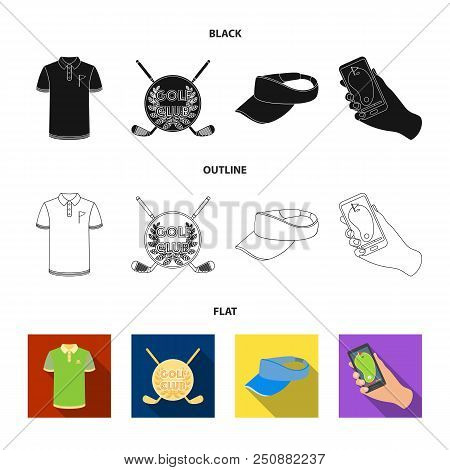 Emblem Of The Golf Club, Cap With A Visor, Golfer Shirt, Phone With A Navigator.golf Club Set Collec