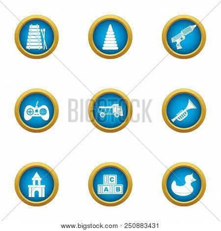 Game School Icons Set. Flat Set Of 9 Game School Vector Icons For Web Isolated On White Background