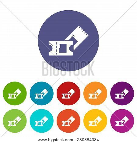 Ice Hockey Ticket Icons Color Set Vector For Any Web Design On White Background