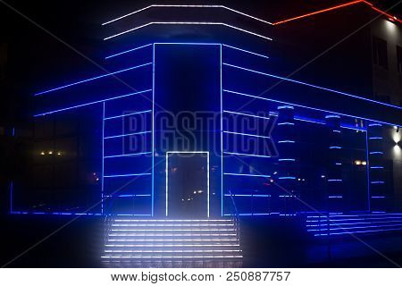 Abstraction Neon Light Decorating A Mordon Building