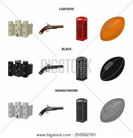 Breed, Dog, Teapot, Brewer .england Country Set Collection Icons In Cartoon, Black, Monochrome Style