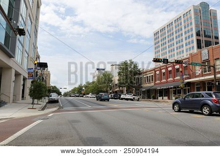 Tallahassee, Fl, Usa - July 15, 2018: Street View From East Park Avenue And South Monroe Street In D