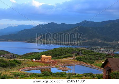 Scenic Jordanelle reservoir in Utah