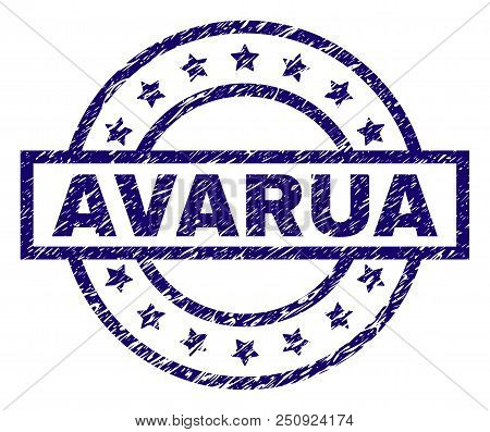 Avarua Seal Print With Grunge Texture. Designed With Rectangle, Circles And Stars. Blue Vector Rubbe