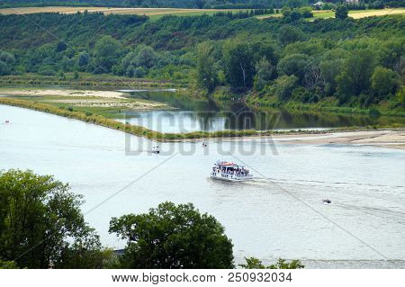 Top View Of The Largest Polish River, Wisla (vistula), Around Kazimierz Dolny.