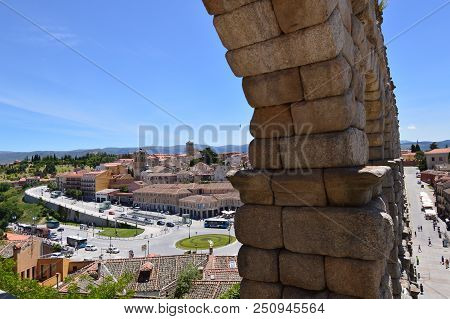 Magnificent Angular Photograph Of The Two Sides Of The Aqueduct In Segovia. Architecture, Travel, Hi
