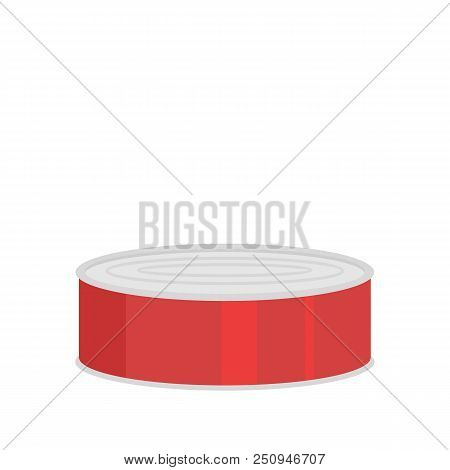 Fish In Tomato Tin Can Icon. Flat Illustration Of Fish In Tomato Tin Can Vector Icon For Web Isolate