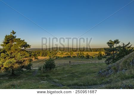 Slavkovsky Les Mountains In Summer Sunny Sunset Evening Near Krizky Area