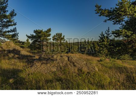 Slavkovsky Les Mountains In Summer Sunny Sunset Evening Near Krizky Area
