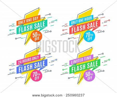 Flash Sale Promotion Banner, Flat Design, Price Tag. Vector Illustration. Color Swatches Control