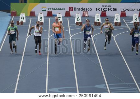 Rio, Brazil - September 08, 2016: Hertog Ronald (ned) During Men 100m - T44 Round 1, In The Rio 2016