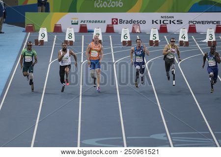 Rio, Brazil - September 08, 2016: Nunes Da Cruz Renato (bra) During Men 100m - T44 Round 1, In The R