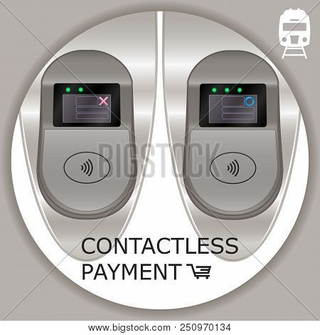 Airport, Metro, Subway Ticket Terminal For Wireless Payments. Rfid. Pay By Card For Transport Paymen