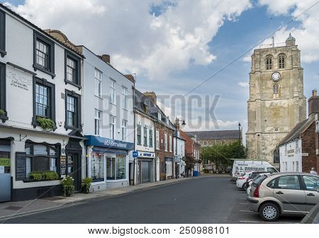 Beccles, Suffolk, Uk, July 2018 - View Of Saint Michaels Bell Tower From New Market, Beccles, Suffol