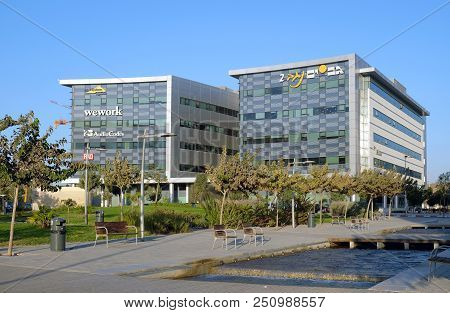 Beer Sheva, Israel - October 26, 2017: Buildings And Recreation Area In The High-tech Park Gev Yam N