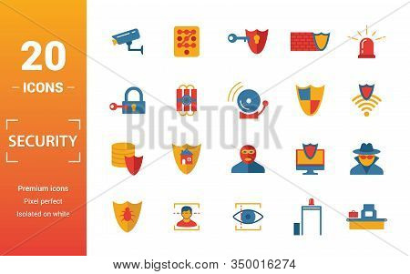 Security Icon Set. Include Creative Elements Security Camera, Deffense, Lock, Protection, Data Prote