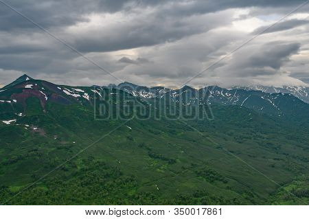 Panoramic View Of The City Petropavlovsk-kamchatsky And Volcanoes: Koryaksky Volcano, Avacha Volcano