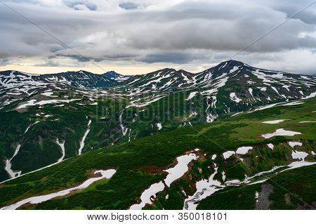 Panoramic View Of The City Petropavlovsk-kamchatsky And Volcanoes: Koryaksky Volcano, Avacha Volcano