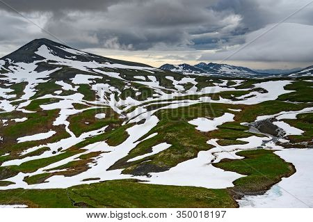 Panoramic View Of The City Petropavlovsk-kamchatsky And Volcanoes: Koryaksky Volcano, Avacha Volcano