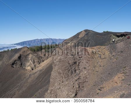 View On Crater Of Colorful Volcano Deseada Along The Path Ruta De Los Volcanes, Beautiful Hiking Tra