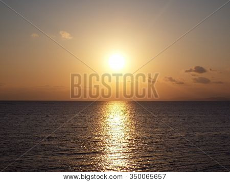 A Beautiful Sunset Taken On The Coastline Near Zushi, Japan