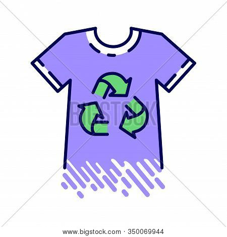 Recycling Clothes, Biodegradable Color Line Icon. Recovering Old Clothing And Shoes For Sorting And 