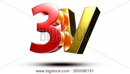3d Illustration 3v Red Gold Isolated On A White Background.(with Clipping Path).