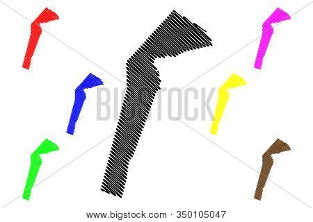 South-east District (districts Of Botswana, Republic Of Botswana) Map Vector Illustration, Scribble 