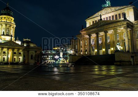 Berlin. Germany. January 2020. Night Landscape Of Konzert House Berlin