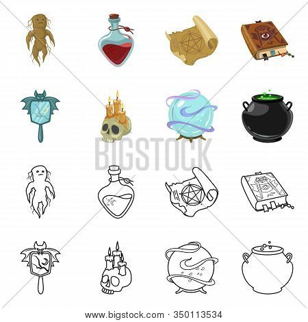 Isolated Object Of Witchcraft And Mystic Logo. Set Of Witchcraft And Magic Stock Vector Illustration