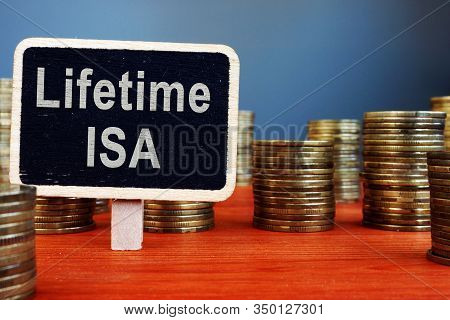 Lifetime Isa Individual Savings Account Sign And Coins.