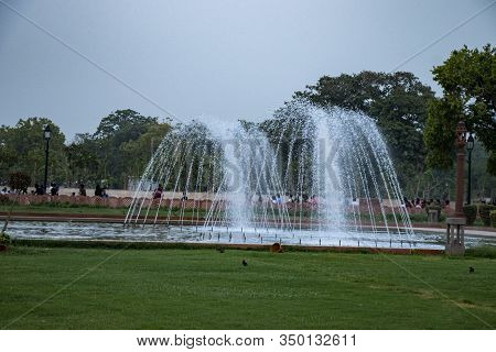Fountain In The Park Flowing Water Out Door