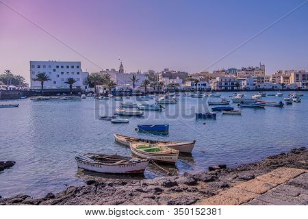 Arrecife, Lanzarote - December 27, 2019: The Small Harbor Of Arrecife Called - El Charco De San Gine
