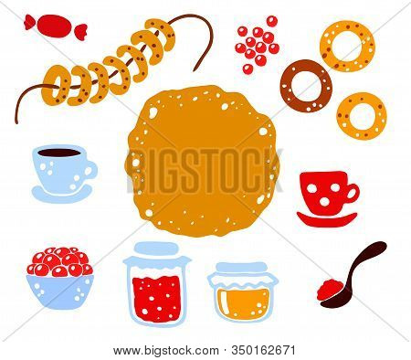 Maslenitsa Or Shrovetide. Maslenitsa Is A Russian Religious And Folk Holiday Carnival. A Set Of Elem