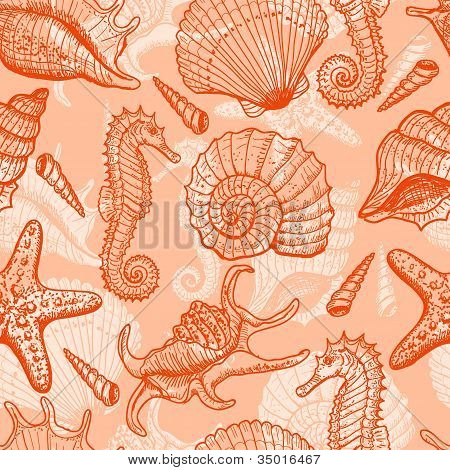 Moře ručně tažené bezešvé pattern