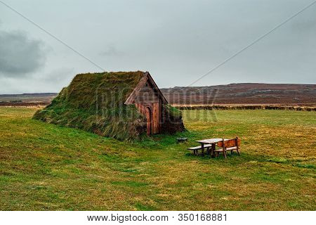 Little Church Geirsstadakirkja In Borgarfjordur Eystri In East Iceland In A Cloudy Day